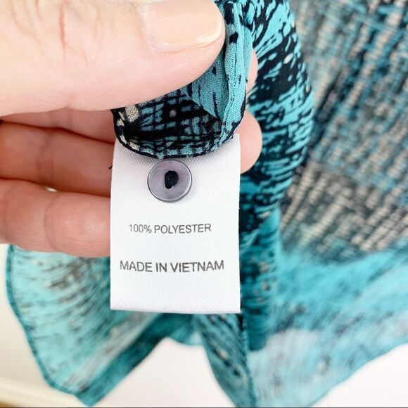 ZOA New York Sleeveless Aqua‎ Print Blouse Sz S - Picture 10 of 12